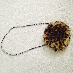 PLACE Faux Leopard Fur Purse